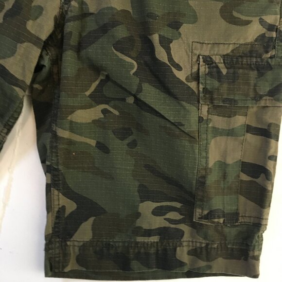 Camouflage Cargo Long Shorts Men's 34 Green Zipper Fly 100% Cotton Army - Picture 3 of 14